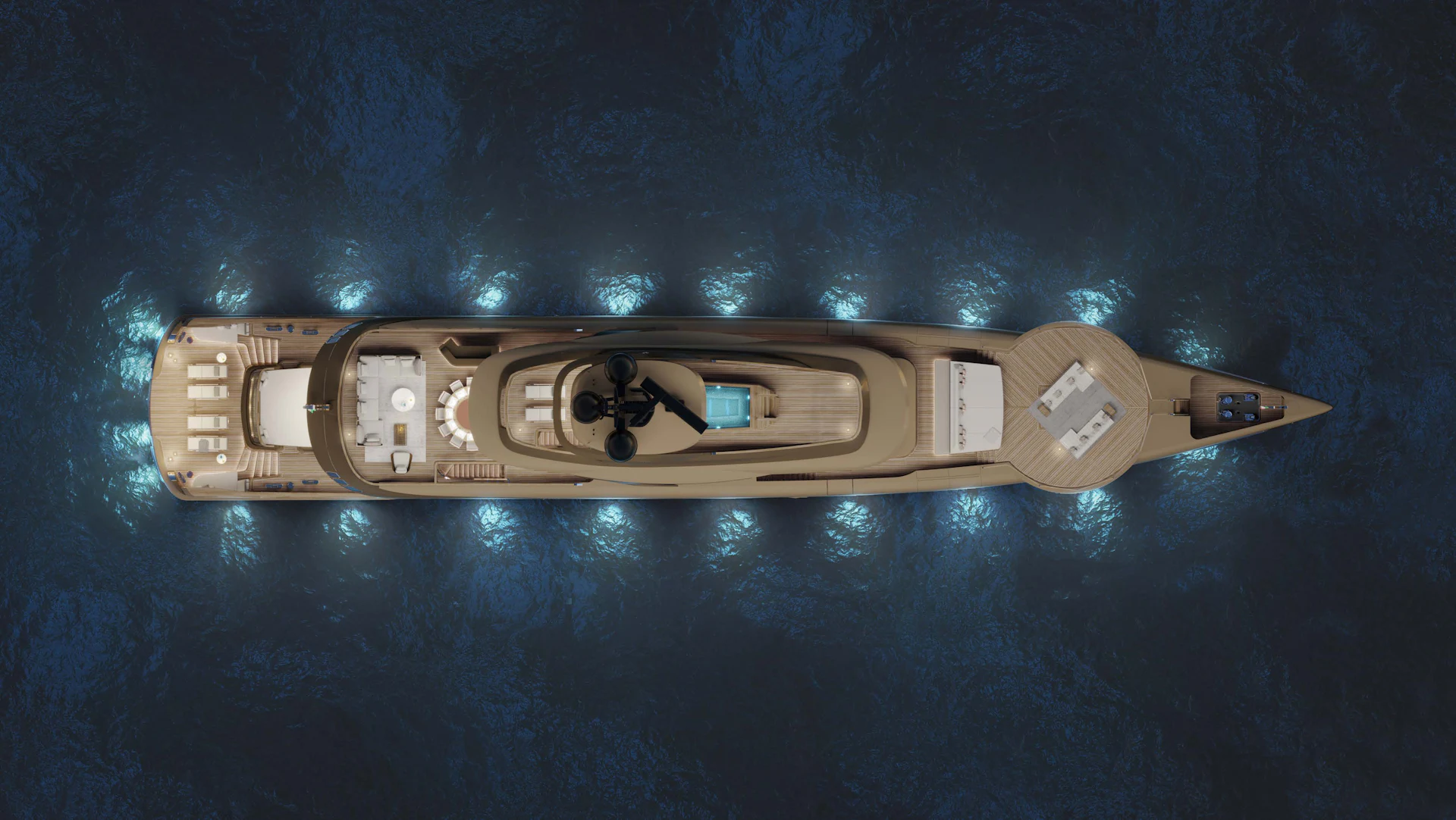 Admiral S-Force 55 Hull 4 Night Yacht Drone Shot