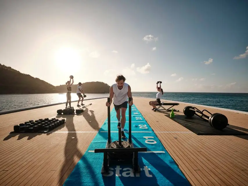 Workout on deck at sea
